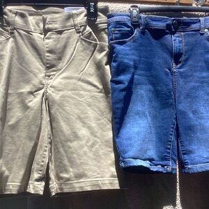 2 Lane Bryant Tan and Blue Women Bermuda shorts size 12